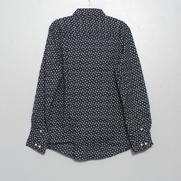 Julian and Mark NWOT navy polka dot long sleeve button up shirt - Picture 2 of 7